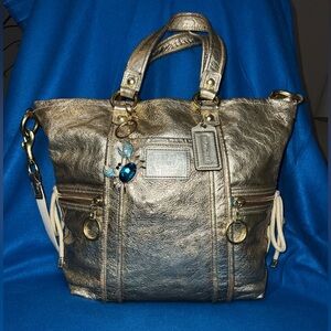 Coach Poppy Metallic Gold Leather Jazzy Satchel Bag 2009. COA included